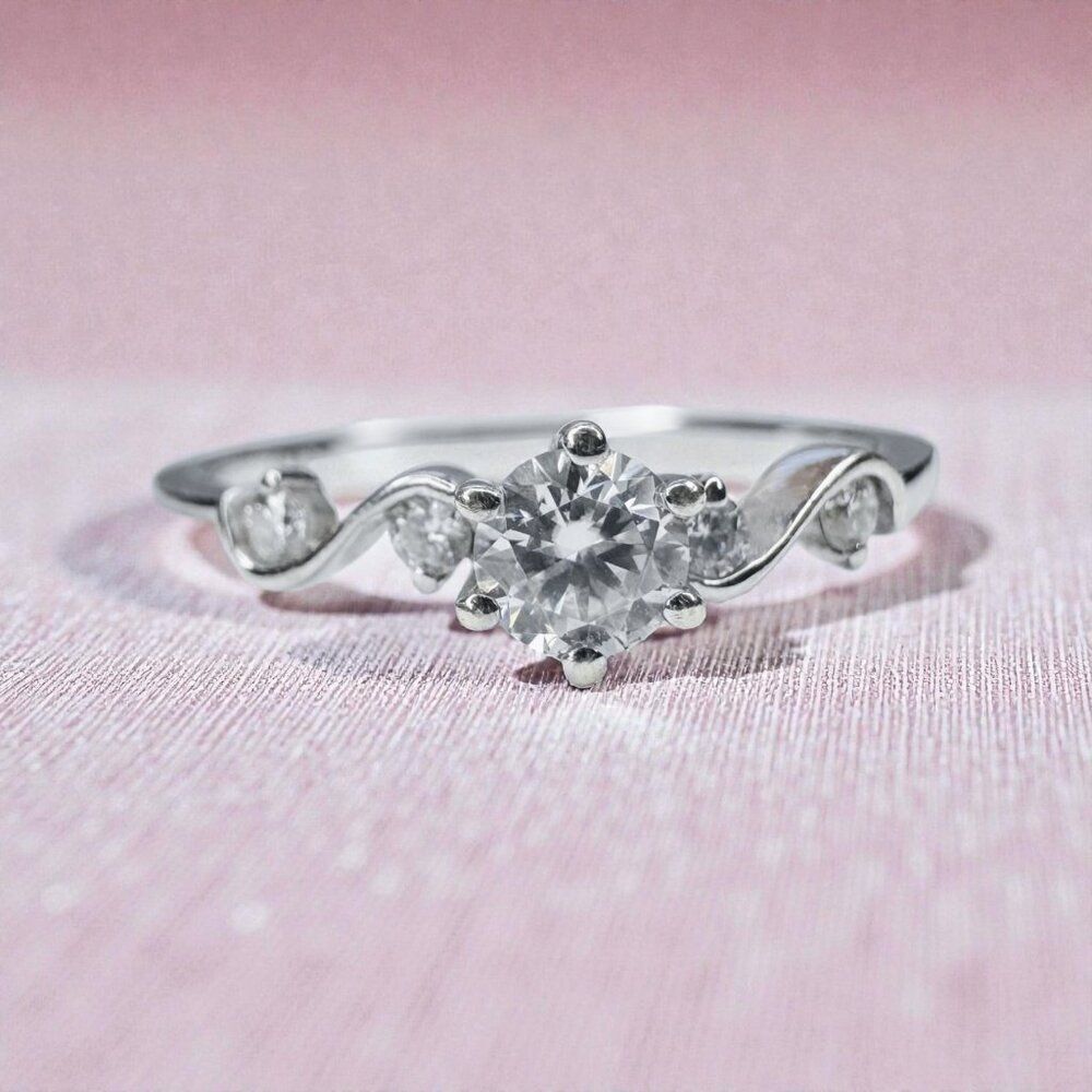 10K White Gold Diamond Ring -1/3CT T.W. -Size 5- Fairytale Scroll Wedding Ring - Picture 13 of 16